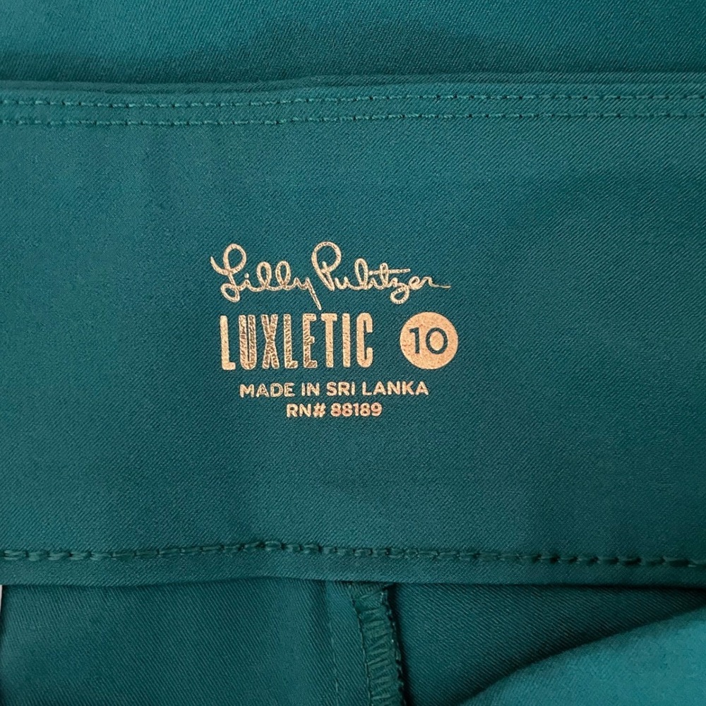 Lilly Pulitzer Luxletic Teal Green Pull On Pants 10 Athletic Ankle Resort Sporty - Picture 7 of 10
